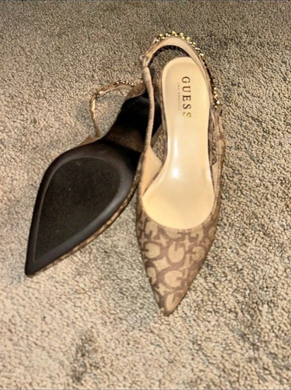 GUESS Patterned Pointed-Toe Slingback Heels - Picture 5 of 6